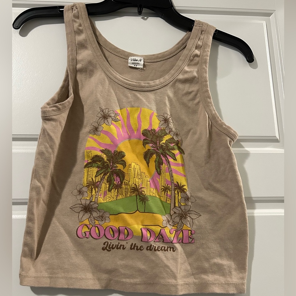 Vibe Beige Casual Tank Top